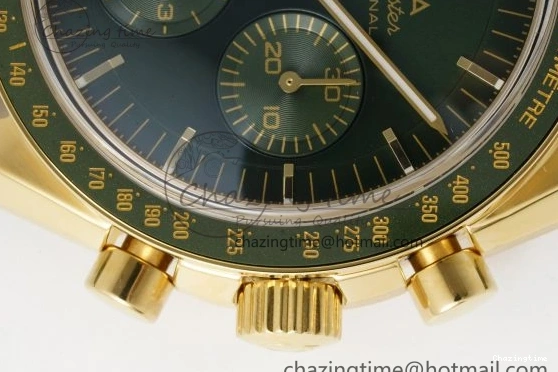 0512 Speedmaster Moonwatch in Moonshine Gold YG RMF Best Edition Green Dial on Green Leather Strap Manual Chrono EasyCare 7832